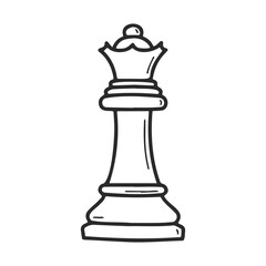 Fototapeta premium Hand-drawn chess queen piece illustration in black and white
