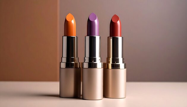 Red lipstick displayed on black and red backgrounds isolated for beauty and fashion makeup concepts.