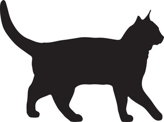 Black Cat Silhouette EPS, Simple Cat Outline Vector, Solid Cat Shape for Crafts and Pintables, Pet Lover Design, Animal Silhouette Clipart