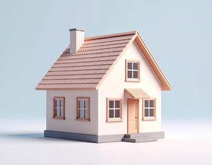 Cute, stylized 3D model of a small house