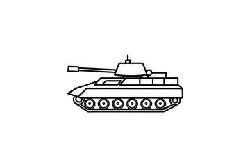 Obraz premium Simple Line Drawing Illustration of a Military Tank on a White Background Vehicle Design