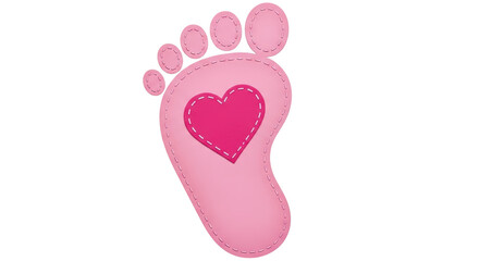 Isolated Baby Footprint with Heart