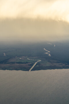 view from the plane to the Curonian Lagoon