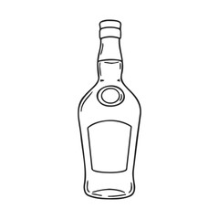 Outline sketch of an empty glass bottle with label space