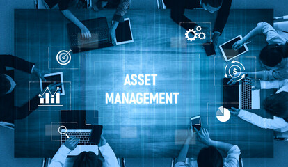 Asset management system showing investment planning, financial goal tracking, ROI analysis, and...
