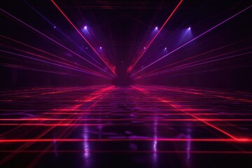 Dark stage with vibrant laser beams