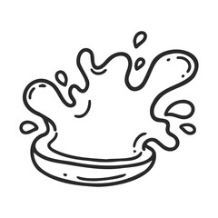 Fototapeta premium Black and white splash drawing with water droplets on canvas