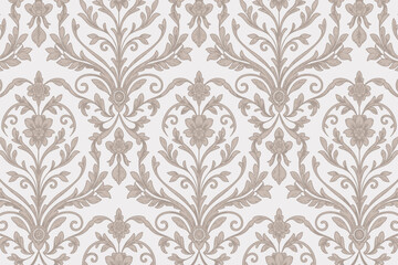 Elegant Floral Pattern Seamless Damask Design for Backgrounds and Textiles