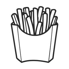 Monochrome illustration of french fries in a box