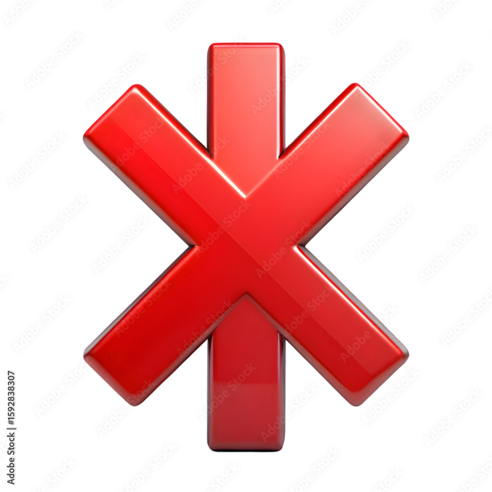 Fototapete cross delete remove icon 3d front view digital element isolated with transparent background design