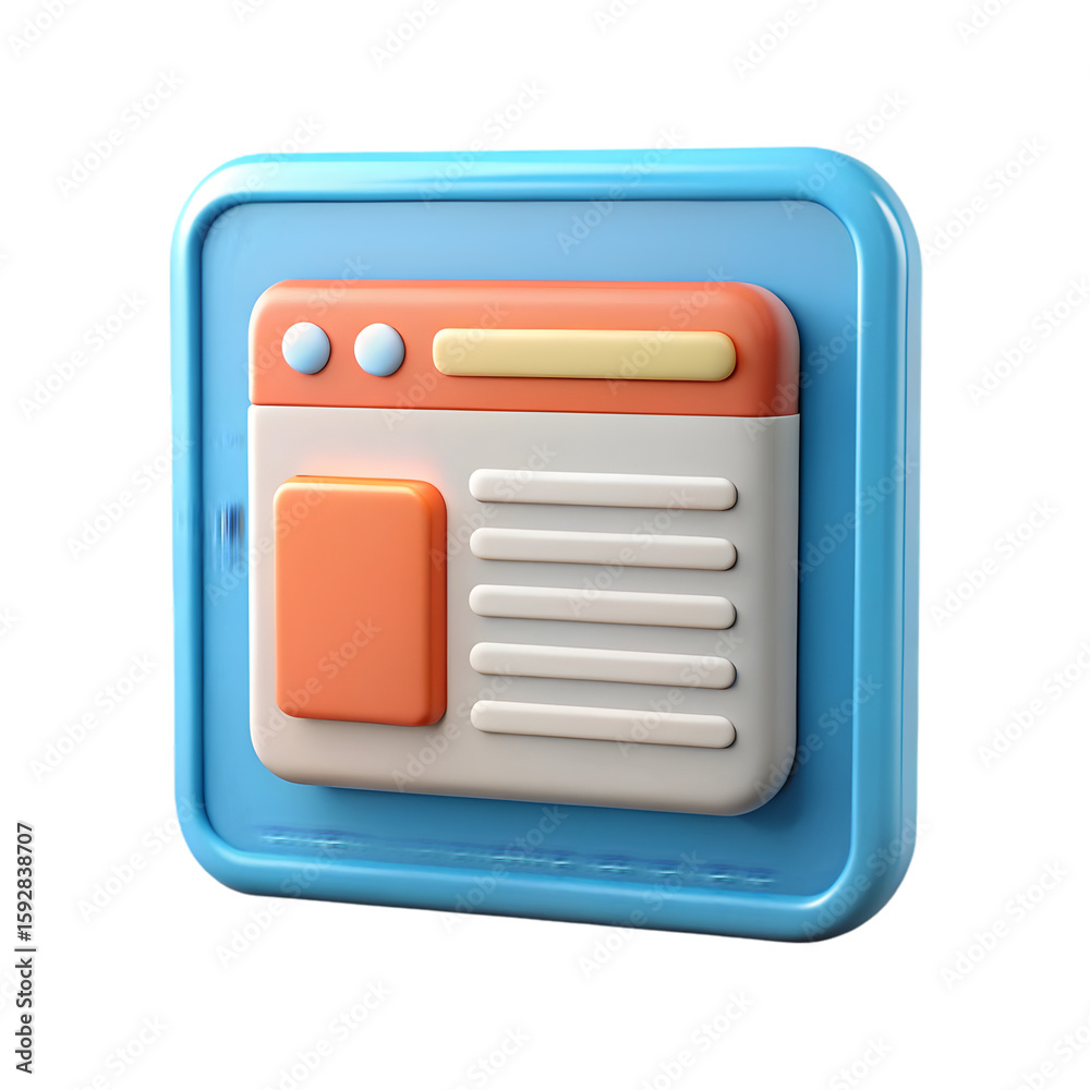 Fototapete blog site website icon side view 3d rendering digital illustration with transparent background