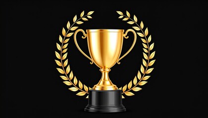 Golden trophy with laurel wreath