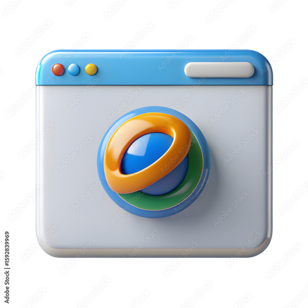 Fototapete web browser sign 3d front view rendering icon illustration set on transparent background layout