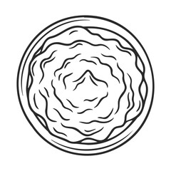Obraz premium Black and white line art of a cabbage illustration in circular design