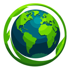 Obraz premium Eco Globe Pictogram with Green Accents in Flat Vector Style