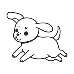 Cute cartoon puppy line art illustration of a playful dog