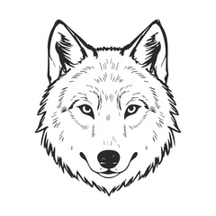 Naklejka premium Detailed black and white wolf illustration with intricate features