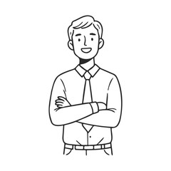 Smiling asian male young adult in formal attire with arms crossed