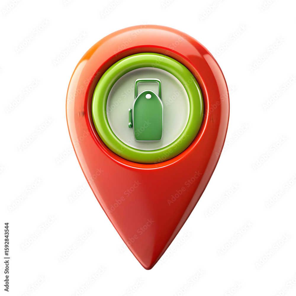 Fototapete Pin map fuel location icon 3d front view rendering with digital illustration on transparent background
