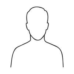 Simple black outline of a head silhouette with short hair on white background