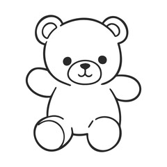 Simple line drawing of a cute teddy bear on white background