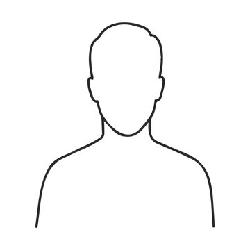 Simple black outline of a head silhouette with short hair on white background