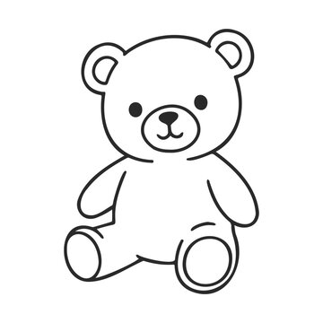 Naklejki Cute teddy bear drawing: simple black outline on white background