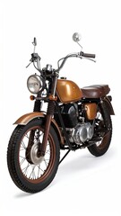 Classic motorcycle, front view, copper/bronze tone