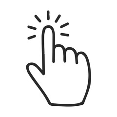 Obraz premium Hand drawing of pointing finger with radiating lines symbolizing contact or selection