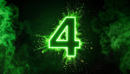 Vibrant green number four explosion