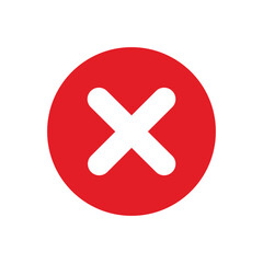 Red Cross Mark Icon Vector for Error and Cancel Action in UI Design. Cancel icon. Crossmark symbol sign vector illustration