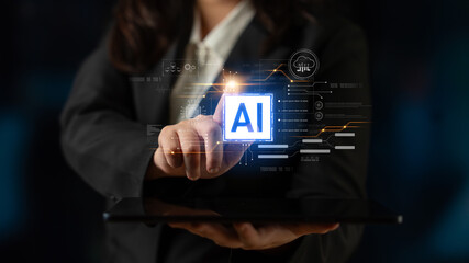 AI core technology presented with digital circuit connections, symbolizing AI systems, processing power, and integration into modern digital platforms Latch