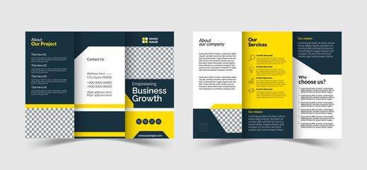 Business trifold brochure template design with minimalist layout