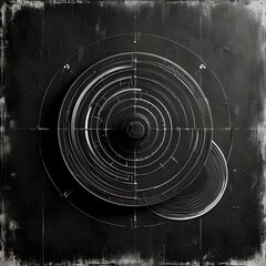 Abstract Circular Design - Black and White Futuristic Graphic