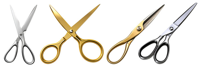  collection of vintage and modern scissors isolated on white background