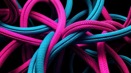 Abstract Pink and Cyan Twisted Fiber Art Background