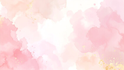 Pink and Gold Watercolor Abstract Background