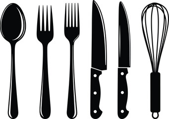 Striking kitchenware featuring a spoon forks knives