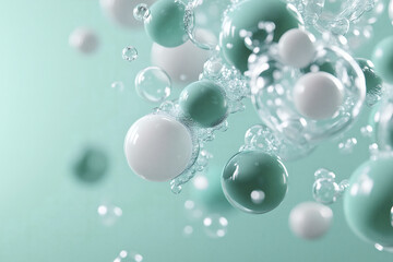 Abstract Spheres and Bubbles on Pastel Background