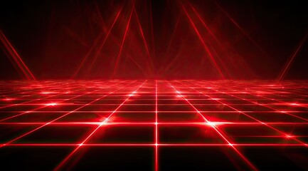 Red grid floor with laser beams