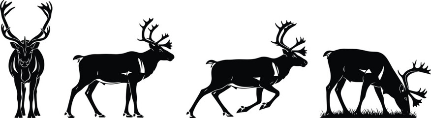 Four reindeer silhouettes exhibit a captivating graphic