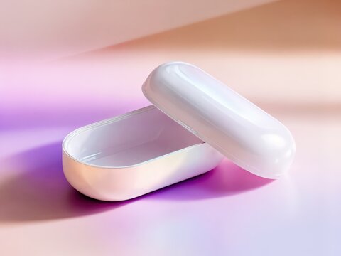 3D Capsule Packaging Partially Opened in Clean Isometric View