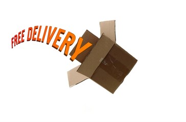 Opened Cardboard Box with Text 