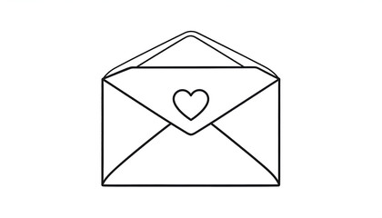 Simple Black And White Envelope Illustration With Heart Detail
