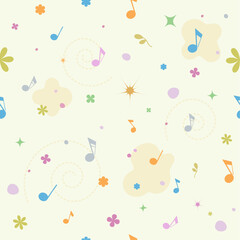 Seamless vector pattern with colorful music notes in modern flat style. Perfect for wrapping paper, kids products, music apps, backgrounds, textiles, wallpapers, and creative digital projects
