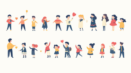 Joyful Children Flat Illustration Centered