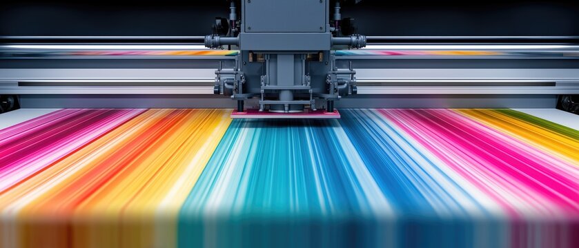 Colorful large format printer creating high-resolution vibrant graphic prints