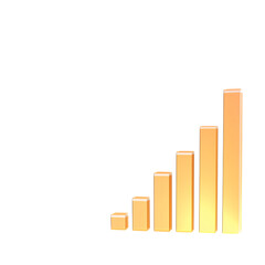 Orange bar graph increasing isolated on a transparent background