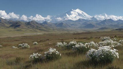 Mountain vista, wildflowers