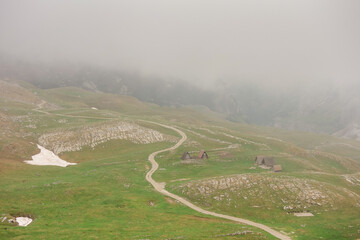 mountainscape in Durmitor National Park, Zabljak, Montenegro, at cloudy weather